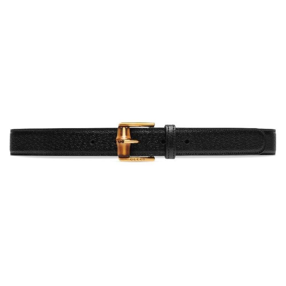 Gucci Waist Belt Women's 105/ 42/ L Black Genuine Leather Gold Bamboo Buckle NWT - Picture 3 of 12